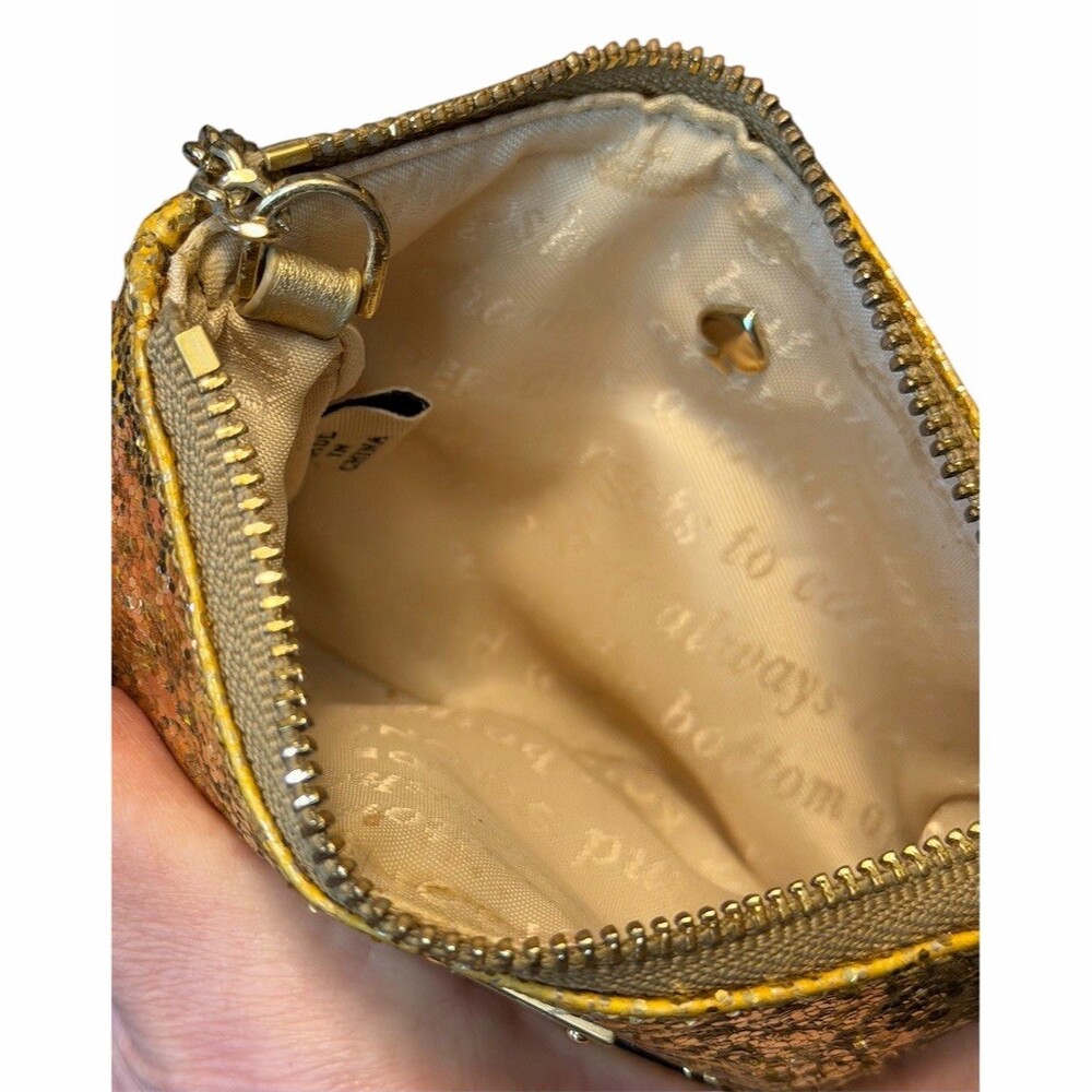kate spade new york Coin Wallet Gold Glitter Zip - Picture 3 of 3